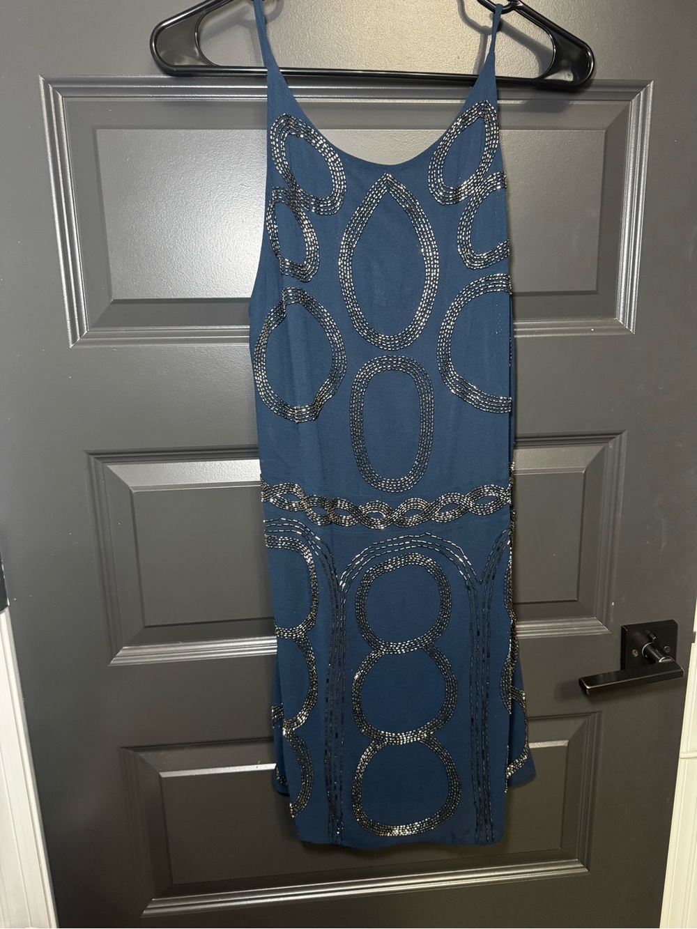 Ark & Co Blue Beaded Midi Slip Dress